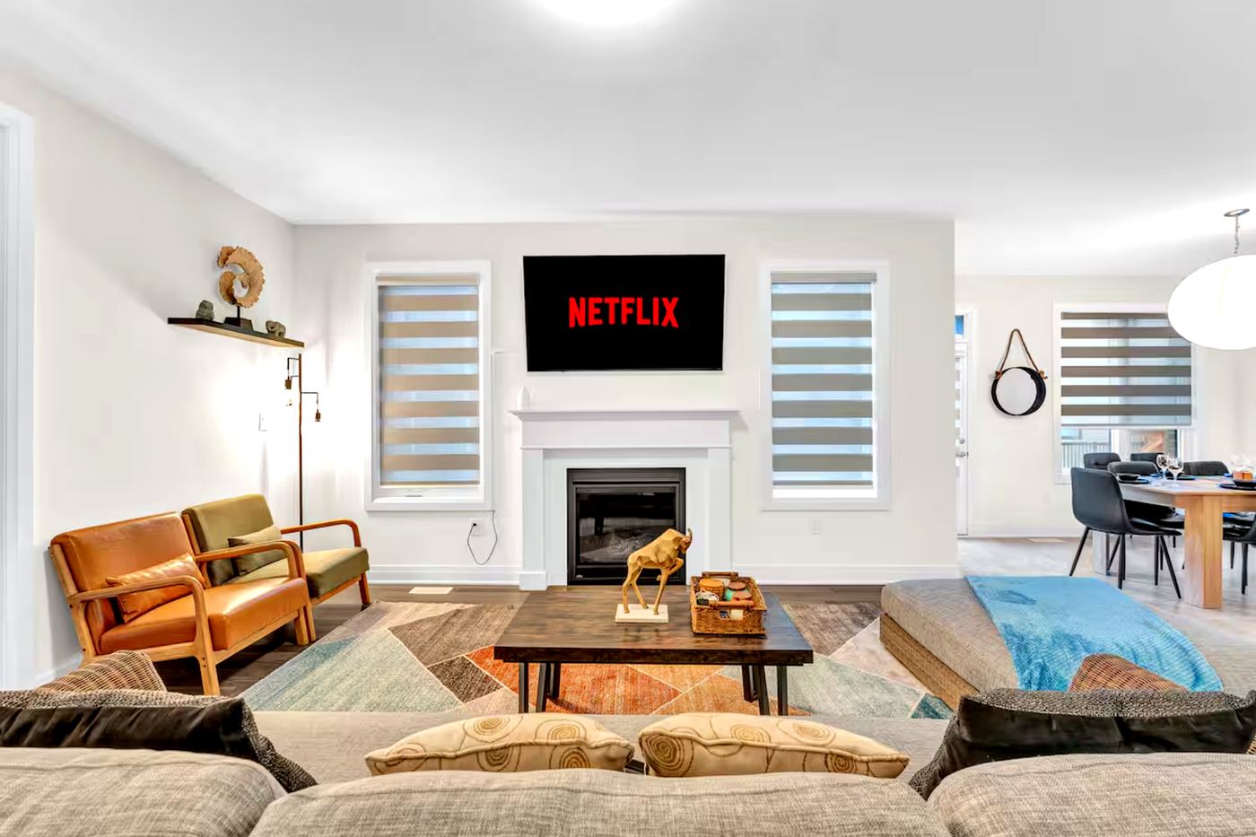 Family Room · Smart TV & Fireplace